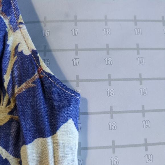 Anthropologie Camellia Collared Dress Womens 6 Blue Floral A Line Buttoned Retro - Picture 8 of 9